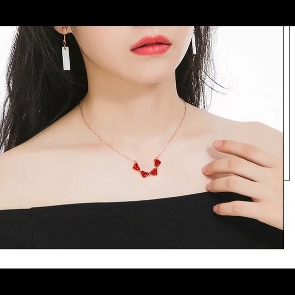 Lucky Love Heart Folding Necklace, rhinestone 🩸❣️ - Picture 3 of 6